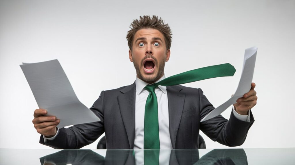 Person frustrated and overwhelmed managing payroll.