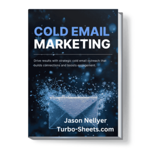 Book cover titled "Cold EMail Marketing" by Jason Nellyer, with a background image of ice on an envelope.
