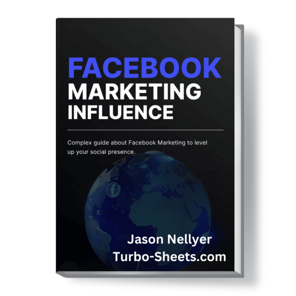Book cover titled "Facebook Marketing Influence" by Jason Nellyer, with a background image of a globe with facebook in all countries.