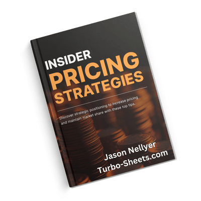 Left tilt book cover titled "Insider Pricing Strategies" by Jason Nellyer, with a background image of stacked money.