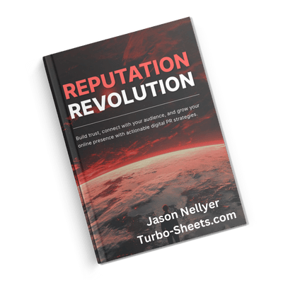 Left tilt book cover titled "Reputation Revolution" by Jason Nellyer, with a background image of the earth in a red hue.